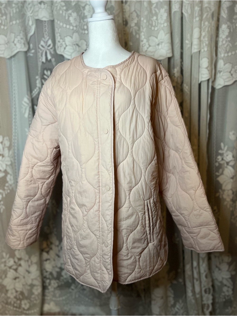 Women's Quilted Lightweight Coat - Blush Pink